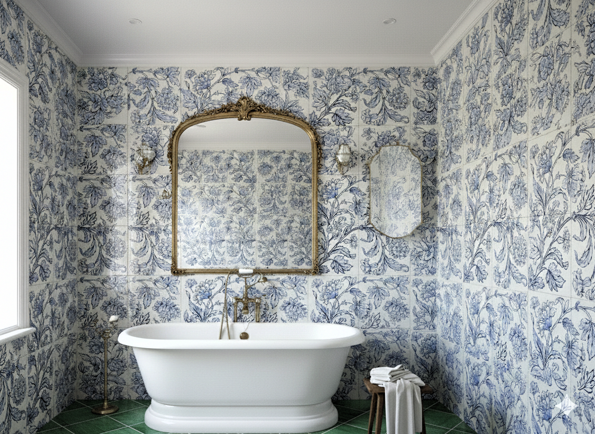 bagno con fliwer blu