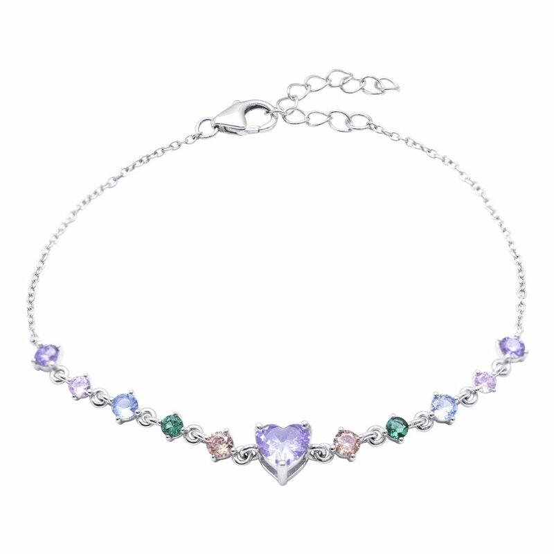 Bracciale Cuore Abby in argento 925‰ con zirconi Multicolor