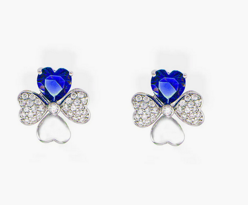 Orecchini Donna Quadricuore Argento 925‰ con Zirconi Bianco , Blu