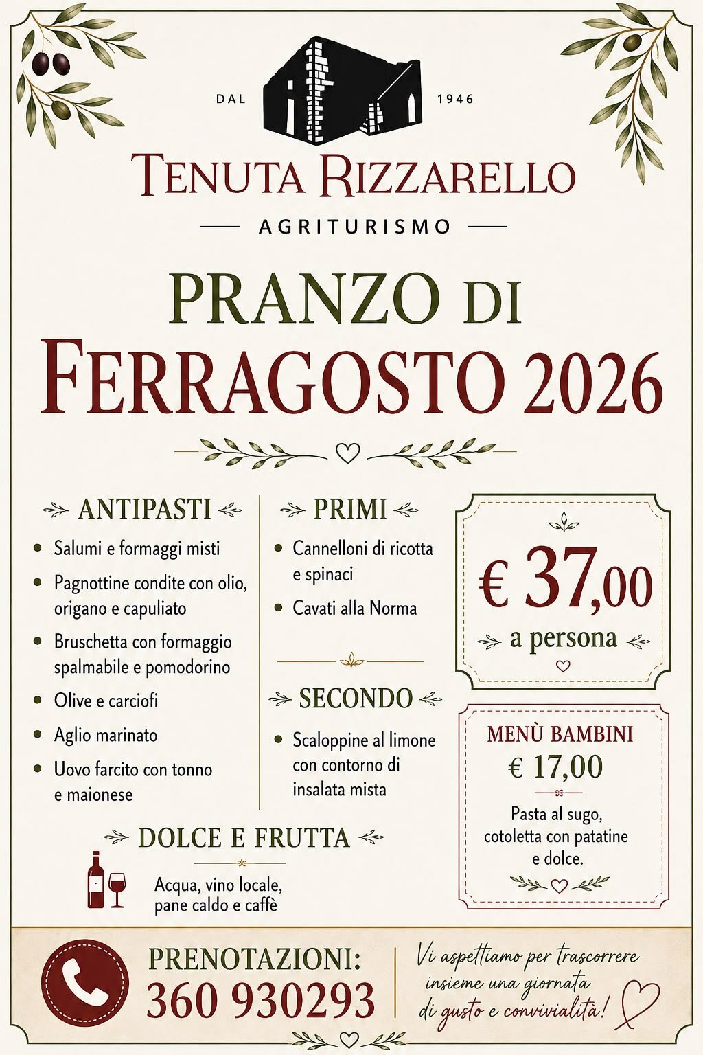 Pranzo di Ferragosto 2026 Pranzo di Ferragosto 2026