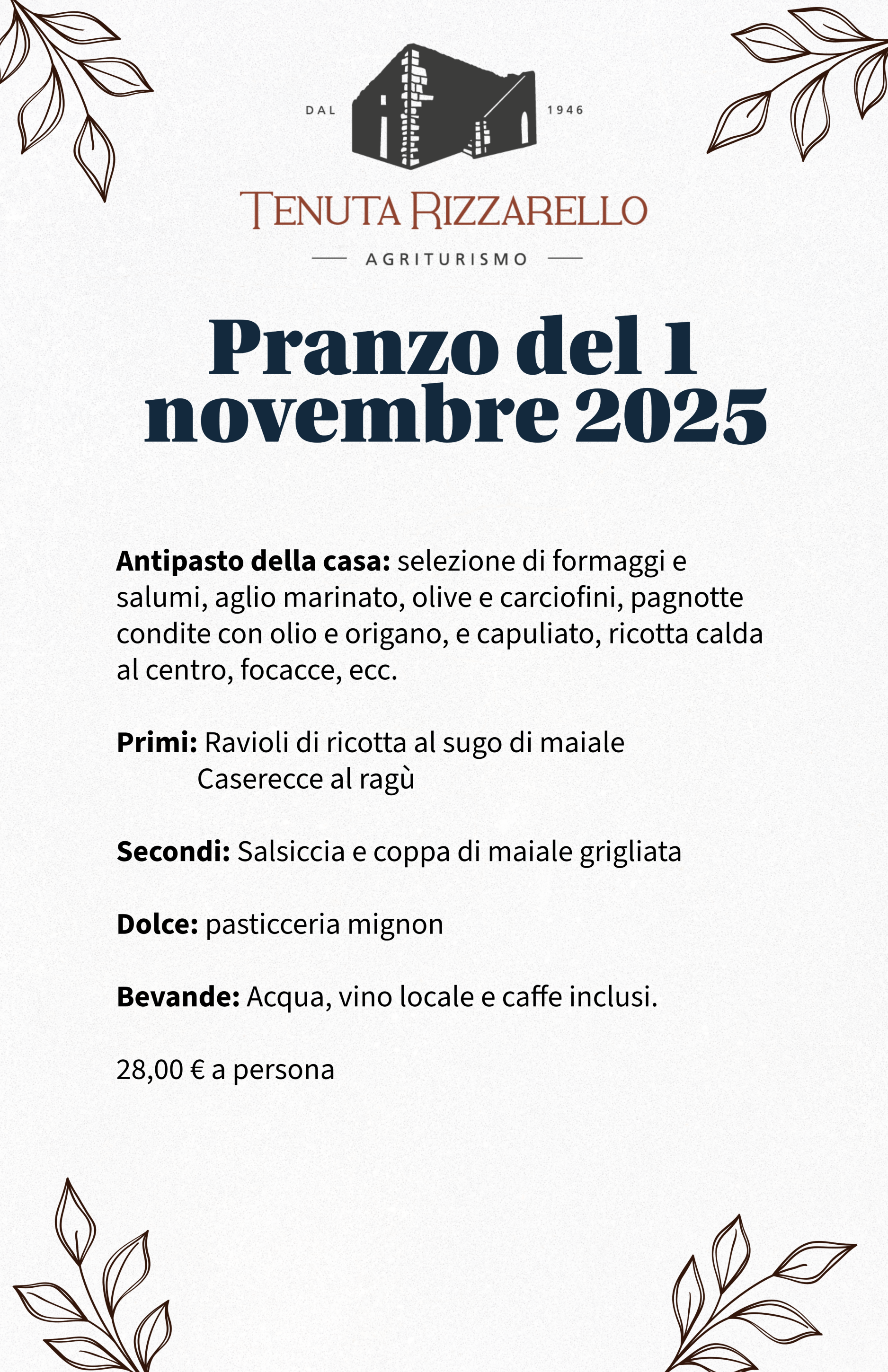 Pranzo del 1 novembre 2025