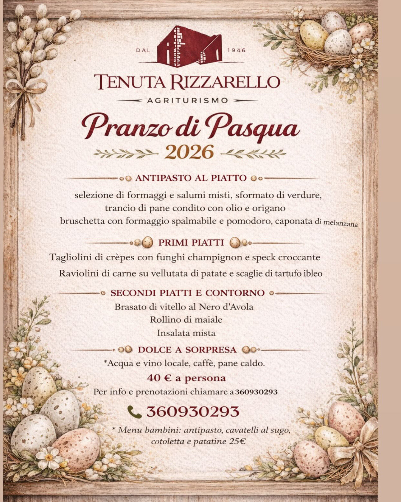 Pranzo di Pasqua 2026 Pranzo di Pasqua 2026