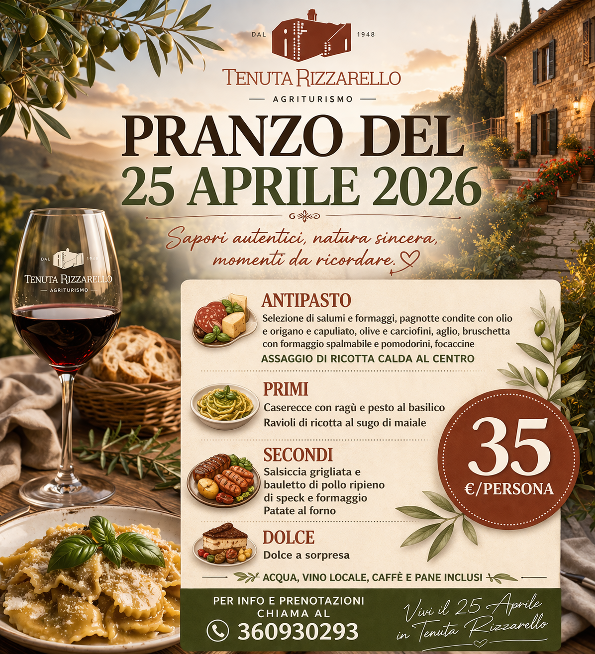 PRANZO DEL 25 APRILE 2026 PRANZO DEL 25 APRILE 2026
