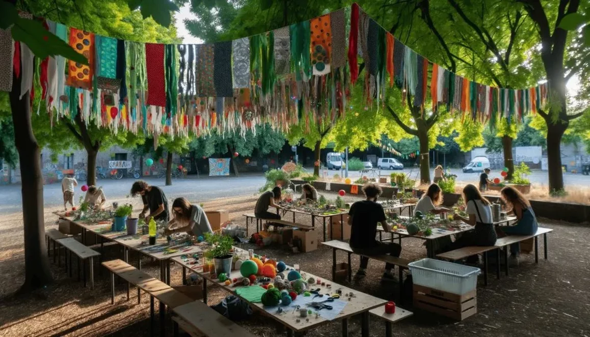 evento-eco-friendly-preparazione-di-un-evento-eco-sostenibile-allaperto-con-persone-di-varie-etnie-che-allestiscono-decorazioni-eco-friendly.-nellimmagine-si-vedono-ta-1024x585