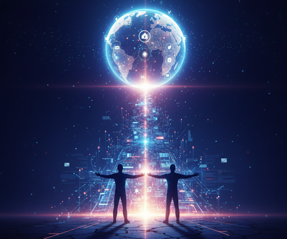 eyJpdCI6IklsbHVzdHJhemlvbmUgY29uY2V0dHVhbGUgZGkgdW5hIG1lbnRlIHVtYW5hIHN0aWxpenphdGEgY2hlIGd1YXJkYSB2ZXJzbyB1biBvcml6em9udGUgZGlnaXRhbGUgZGluYW1pY28sIHNpbWJvbG8gZGkgbnVvdmEgbWVudGFsaXTgIGltcHJlbmRpdG9yaWFsZSBlIHZpc2lvbmUgc3RyYXRlZ2ljYS4ifQ==