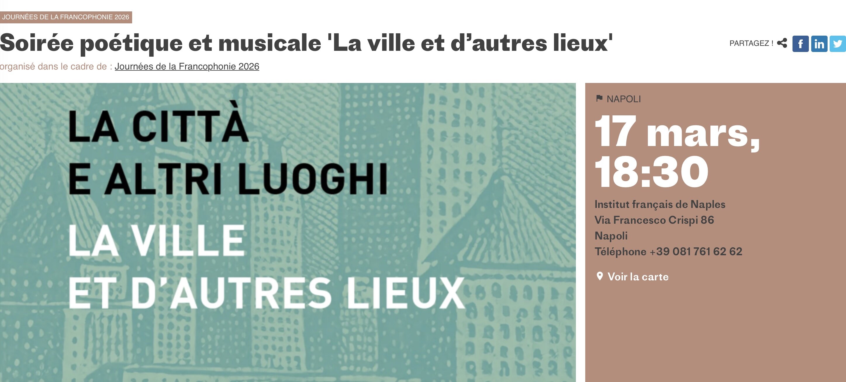 LA VILLE ET D'AUTRES LIEUX