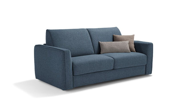 Divano letto blu artigianale Made in Italy con cuscini