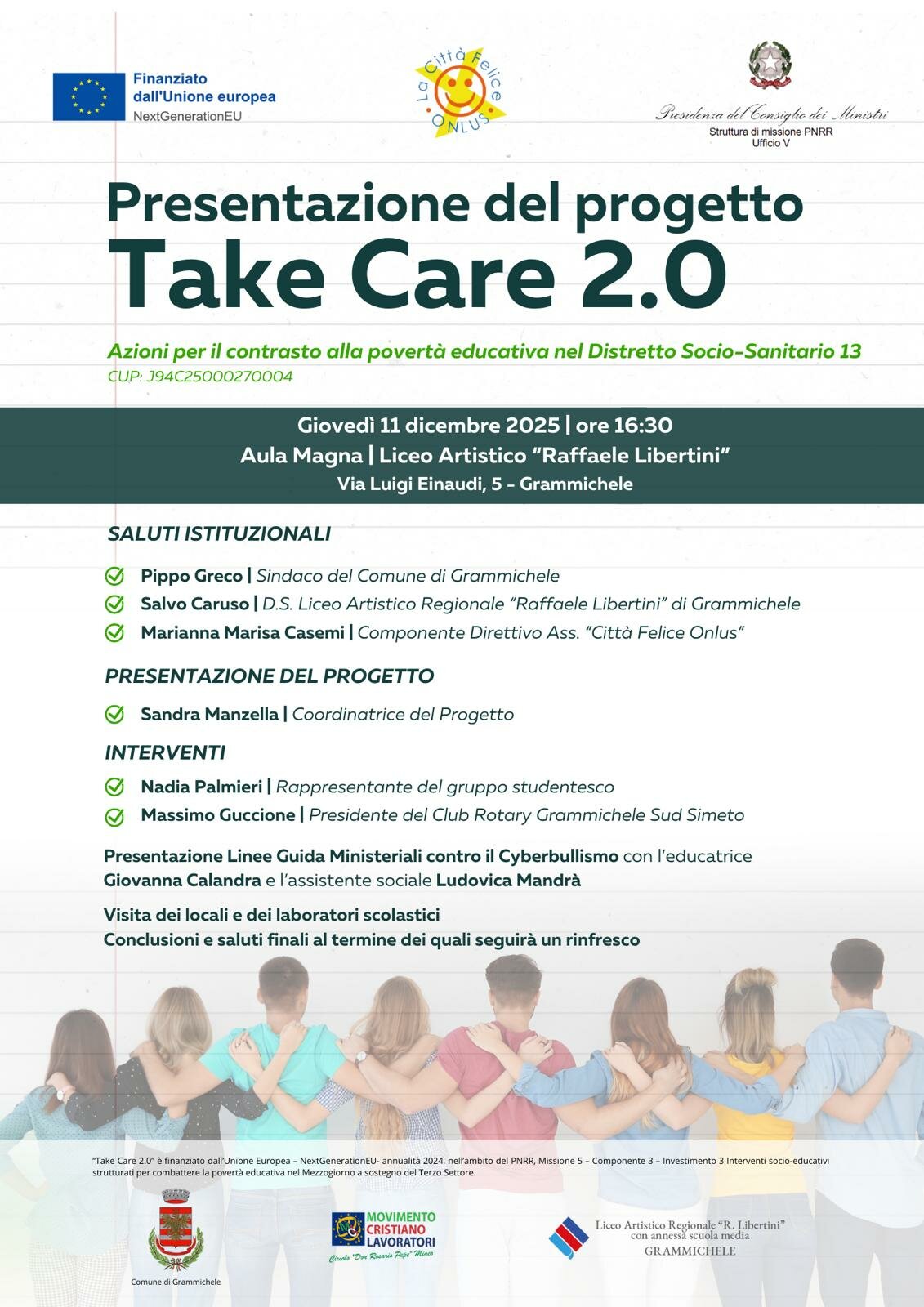 Presentazione del progetto Take Care 2.0 – Azioni per il contrasto alla povertà educativa nel Distretto Socio-Sanitario 13.