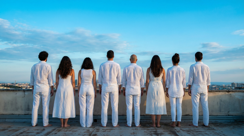 gruppo persone bianco orizzonte