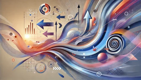 dall·e 2024-09-24 14.41.32 - an abstract image with flowing lines, arrows, and graphic elements representing movement, progress, and change. the scene is dynamic, wi