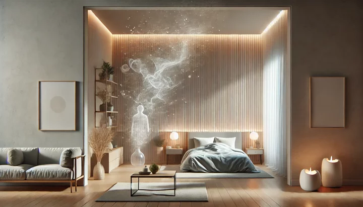 dall�e 2025-04-15 12.11.19 - a clean, minimalist and zen-style digital illustration showing a peaceful modern home interior with calming natural tones. in contrast, subtle invisib