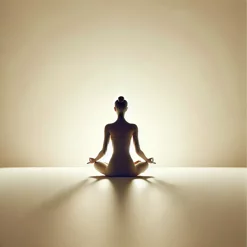 dall�e 2024-10-19 09.06.07 - a minimalist and serene image of a woman sitting in a lotus position, viewed from the back. the scene is clean and zen-inspired, with soft natural lig