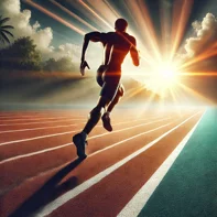 dall�e 2024-10-21 12.46.07 - an inspiring and clean image symbolizing motivation in sports, with an athlete running towards a bright finish line in the distance. the athlete, full