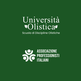 Logo dell'Università Olistica e dell'Associazione Professionisti Italiani su sfondo verde Logo dell'Università Olistica e dell'Associazione Professionisti Italiani su sfondo verde
