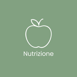 Icona di mela con testo Nutrizione su sfondo verde, simbolo di salute e benessere Icona di mela con testo Nutrizione su sfondo verde, simbolo di salute e benessere