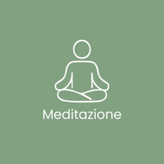 Illustrazione di una figura in meditazione su sfondo verde con testo 'Meditazione' Illustrazione di una figura in meditazione su sfondo verde con testo 'Meditazione'