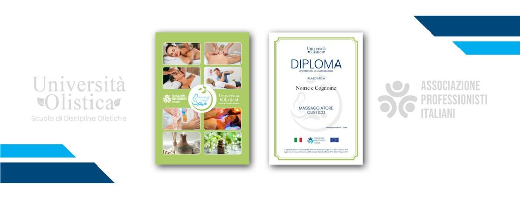 Certificato e brochure dell'Università Olistica per corsi di massaggio e discipline olistiche
