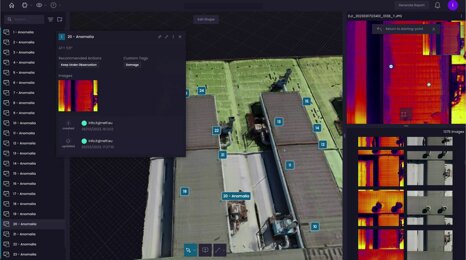Ispezione termografica con drone per rilevare anomalie e surriscaldamenti