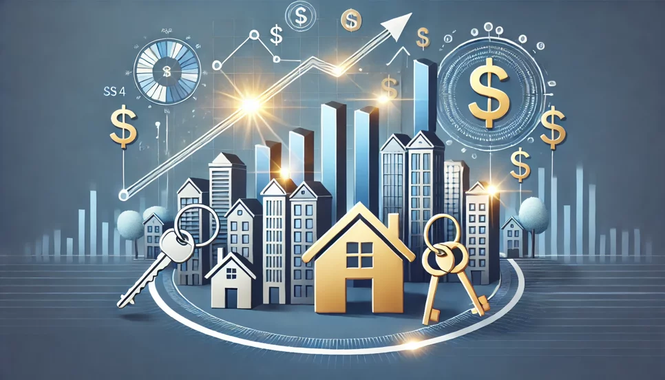 dall·e 2025-03-10 10.51.55 - a professional and modern digital illustration representing real estate investment services. the image features a city skyline with high-rise building