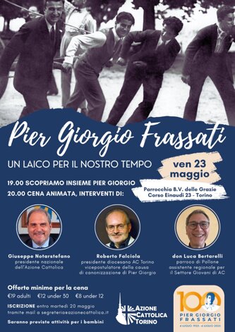 Locandina dell'incontro del 23 maggio 2025 con argomento Pier Giorgio Frassati