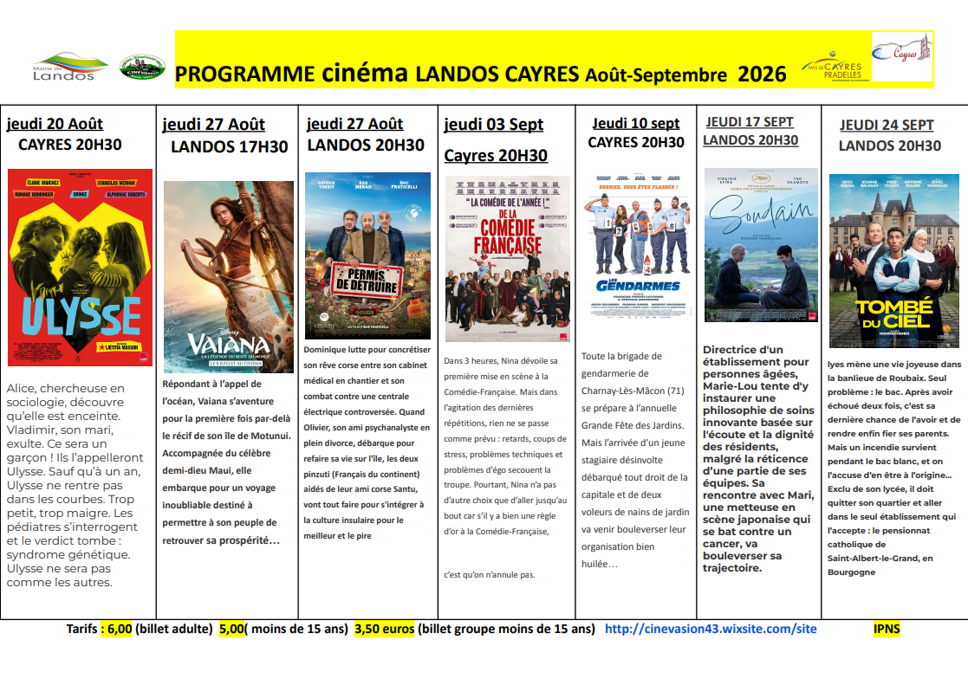 ciné août septembre 2026