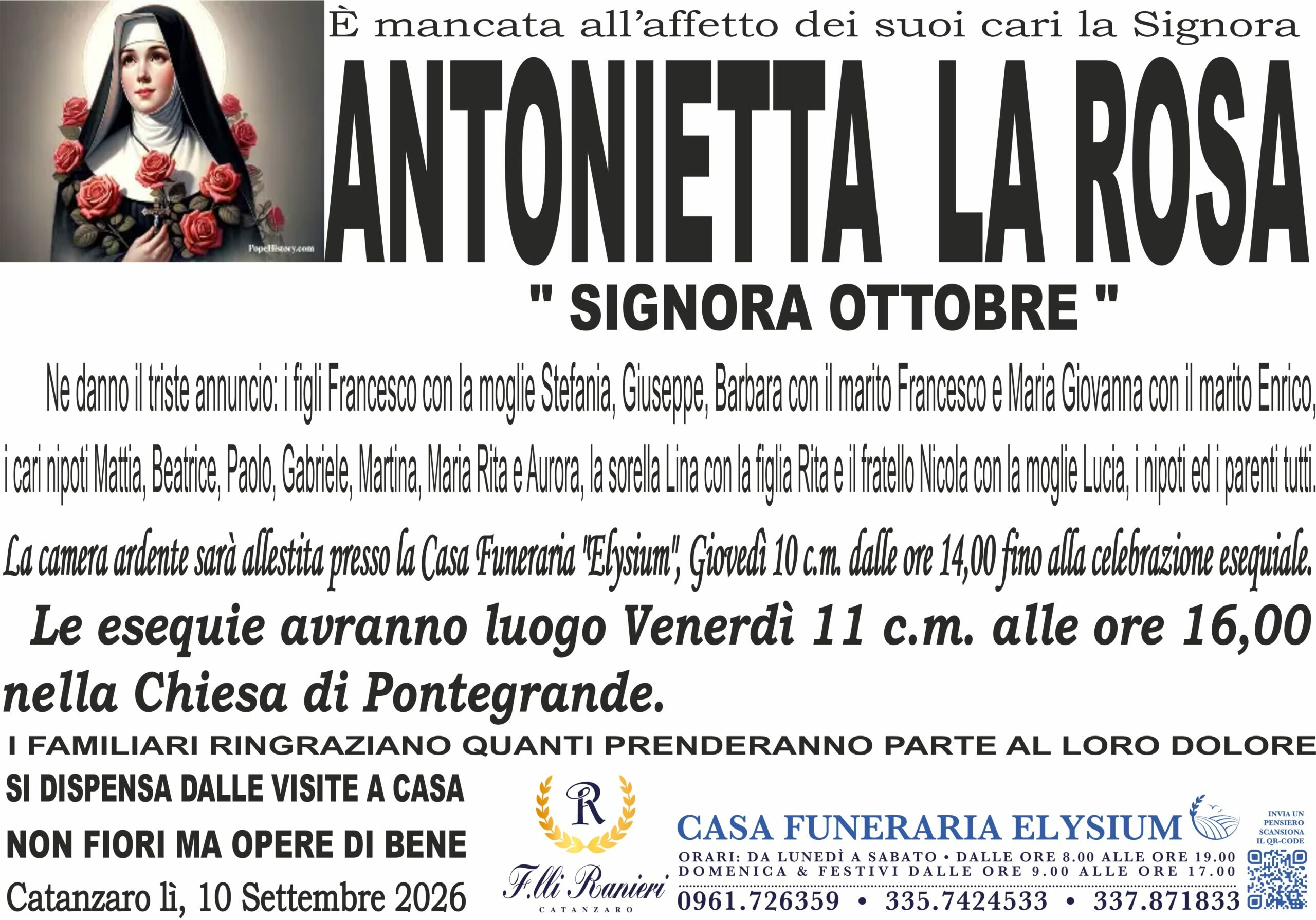 Antonietta La Rosa non è più con noi Antonietta La Rosa non è più con noi