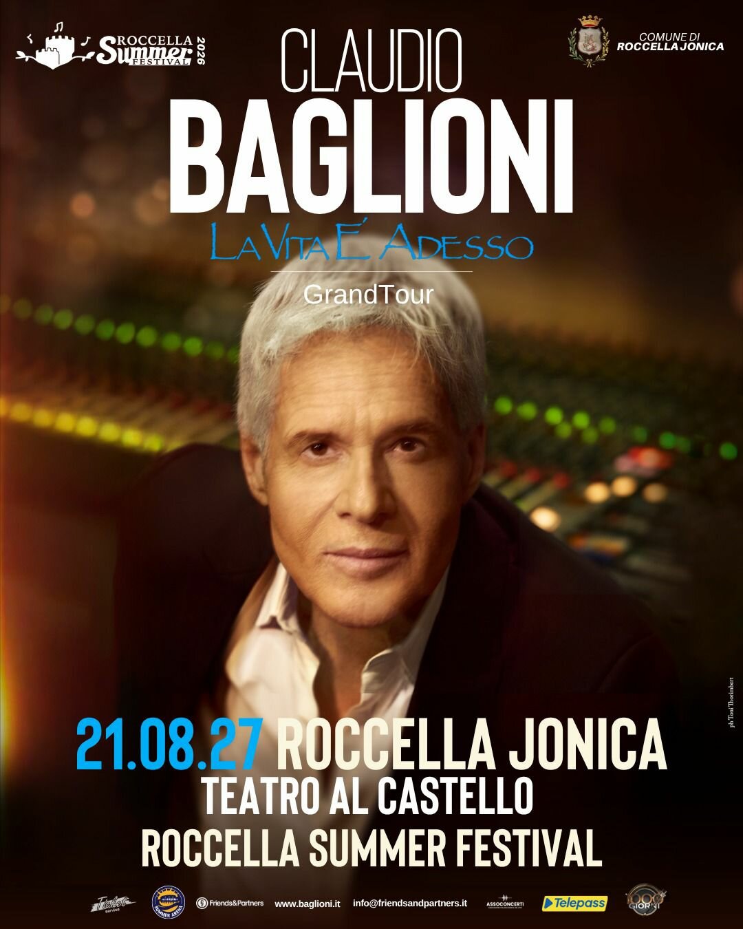 Posticipato al 2027 il &ldquo;GrandTour La Vita &egrave; adesso&rdquo; di Claudio Baglioni per questioni di salute dell&rsquo;artista. Le nuove date dei concerti a Roccella Jonica (Rc), Cir&ograve; Marina (Kr) e Santa Maria del Cedro (Cs)
