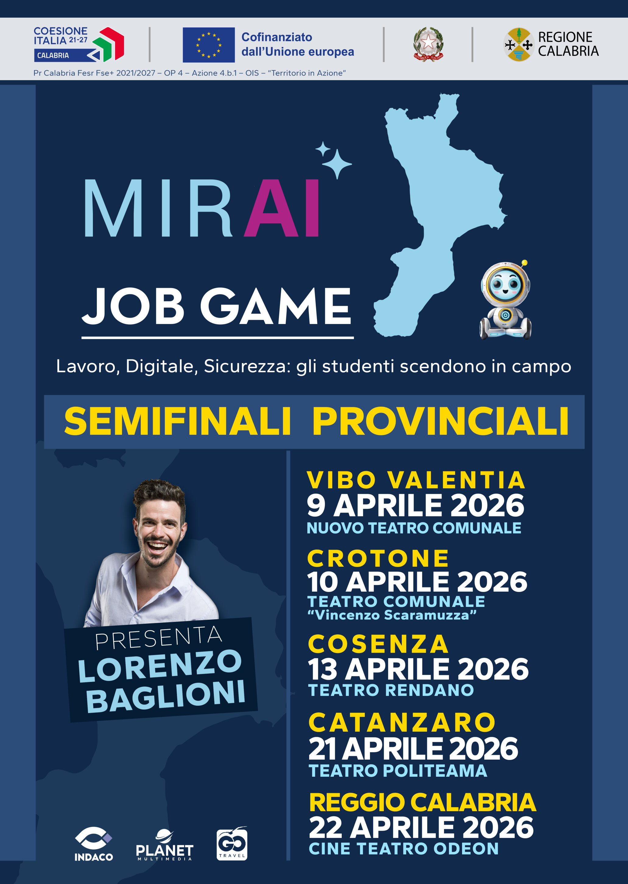 Dalla scuola al lavoro: al via le semifinali provinciali del Mirai Job Game Il progetto di orientamento, promosso dalla Regione Calabria, entra nella fase pi&ugrave; coinvolgente: gli studenti qualificati, tra il 9 e il 22 aprile, saranno impegnati nelle gare che si terranno nei teatri delle cinque province calabresi