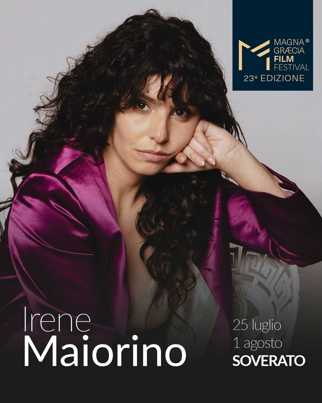 DOMANI AL MAGNA GRAECIA FILM FESTIVAL COLONNA D&rsquo;ORO A IRENE MAIORINO E GIULIA MICHELINI PROTAGONISTE DI DUE CONVERSAZIONI D&rsquo;AUTORE. DURANTE LA SERATA ANCHE UNA PERFORMANCE MUSICALE CON LA SOPRANO MARIAM BATTISTELLI