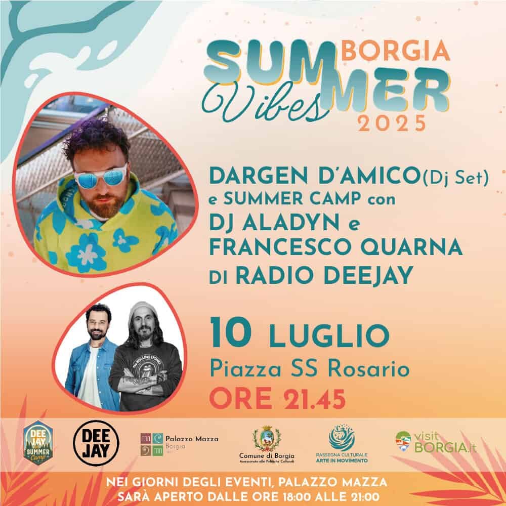 Everything is ready in Borgia for a new major event of the summer program &ldquo;Borgia Summer Vibes&rdquo;. This evening the Summer Camp of Radio Deejay will make a stop i
