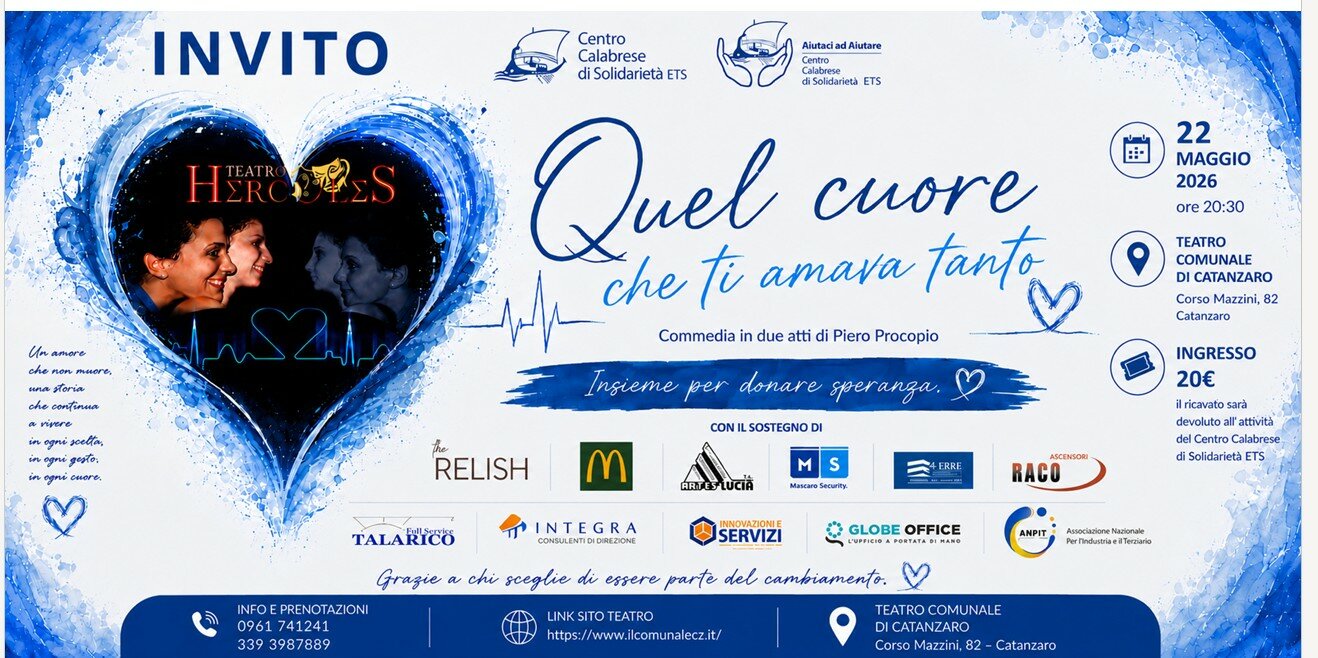 &ldquo;Quel cuore che ti amava tanto&rdquo;, gioved&igrave; a Villa Emilia la presentazione dell&rsquo;evento solidale del Teatro Hercules