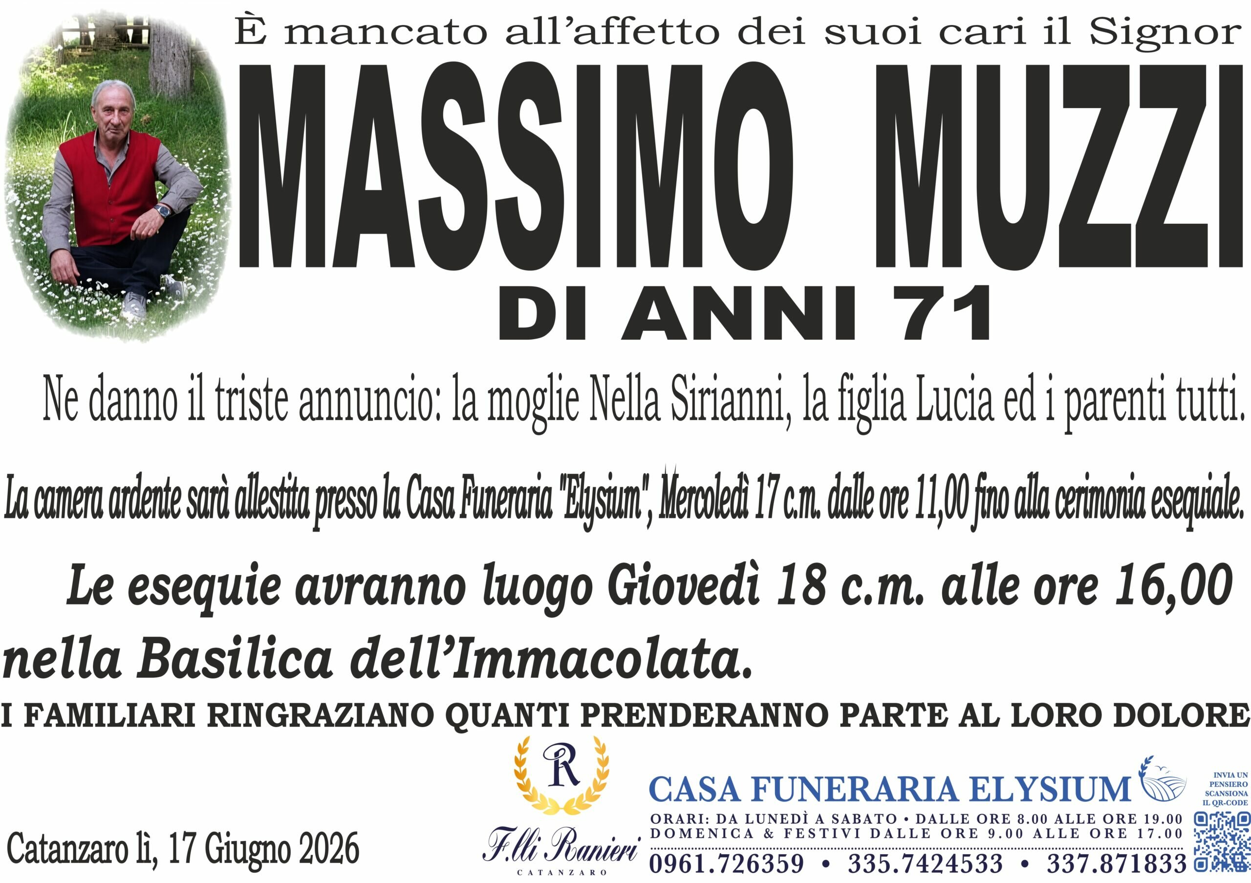 Massimo Muzzi è mancato all'affetto dei suoi cari