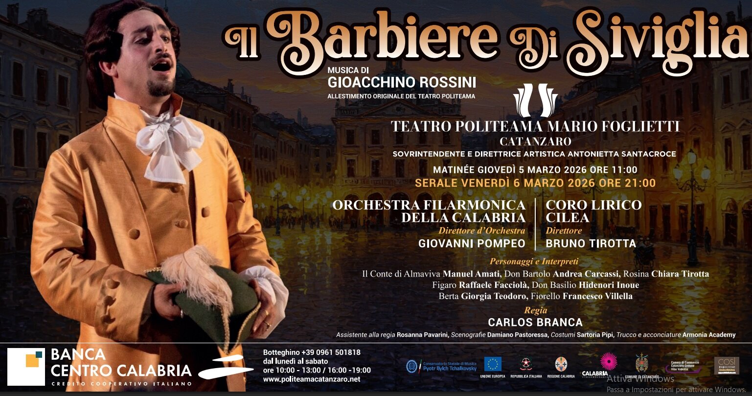 Il Teatro Politeama di Catanzaro riporta in scena un Barbiere di Siviglia senza tempo e pieno di comicit&agrave;