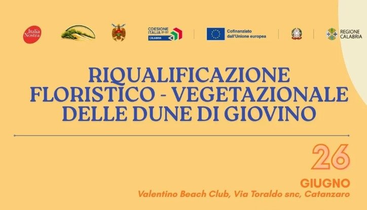 Dune di Giovino, un progetto per restituire valore a uno dei tesori naturali di Catanzaro Venerd&igrave; 26 giugno al Valentino Beach Club un incontro pubblico promosso da Italia Nostra per presentare il progetto di riqualificazione floristica e vegetazionale dell'area dunale