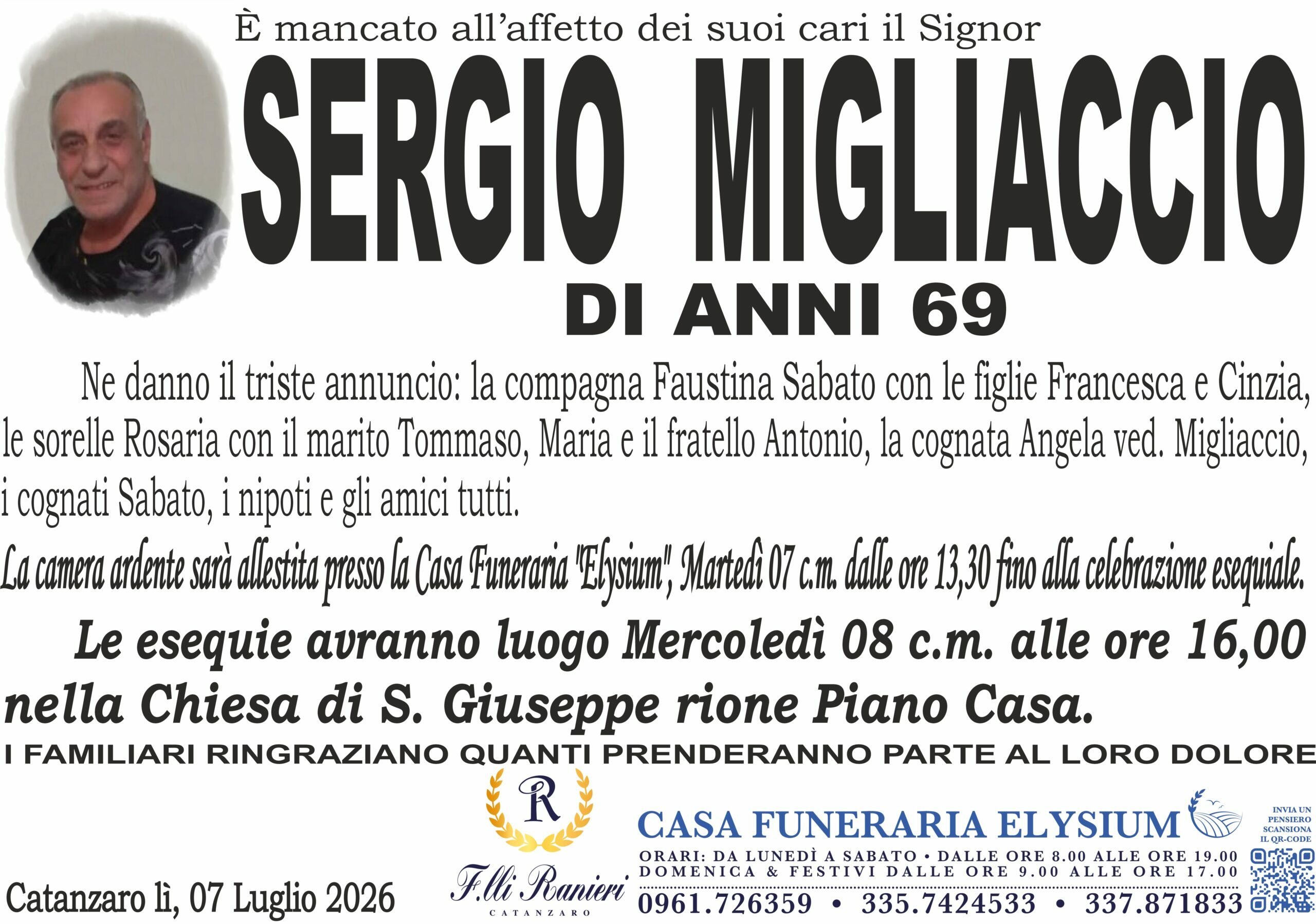 Sergio Migliaccio non &egrave; pi&ugrave; con noi