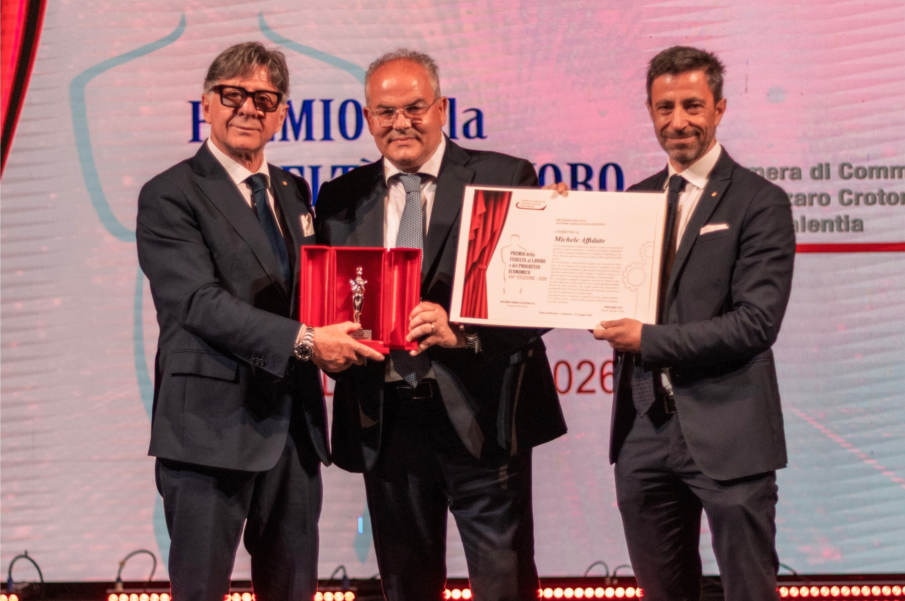 A Michele Affidato la &ldquo;Menzione Speciale&rdquo; della Camera di Commercio Al Maestro orafo il riconoscimento per il contributo artistico, culturale e professionale che promuove l&rsquo;eccellenza calabrese nel mondo