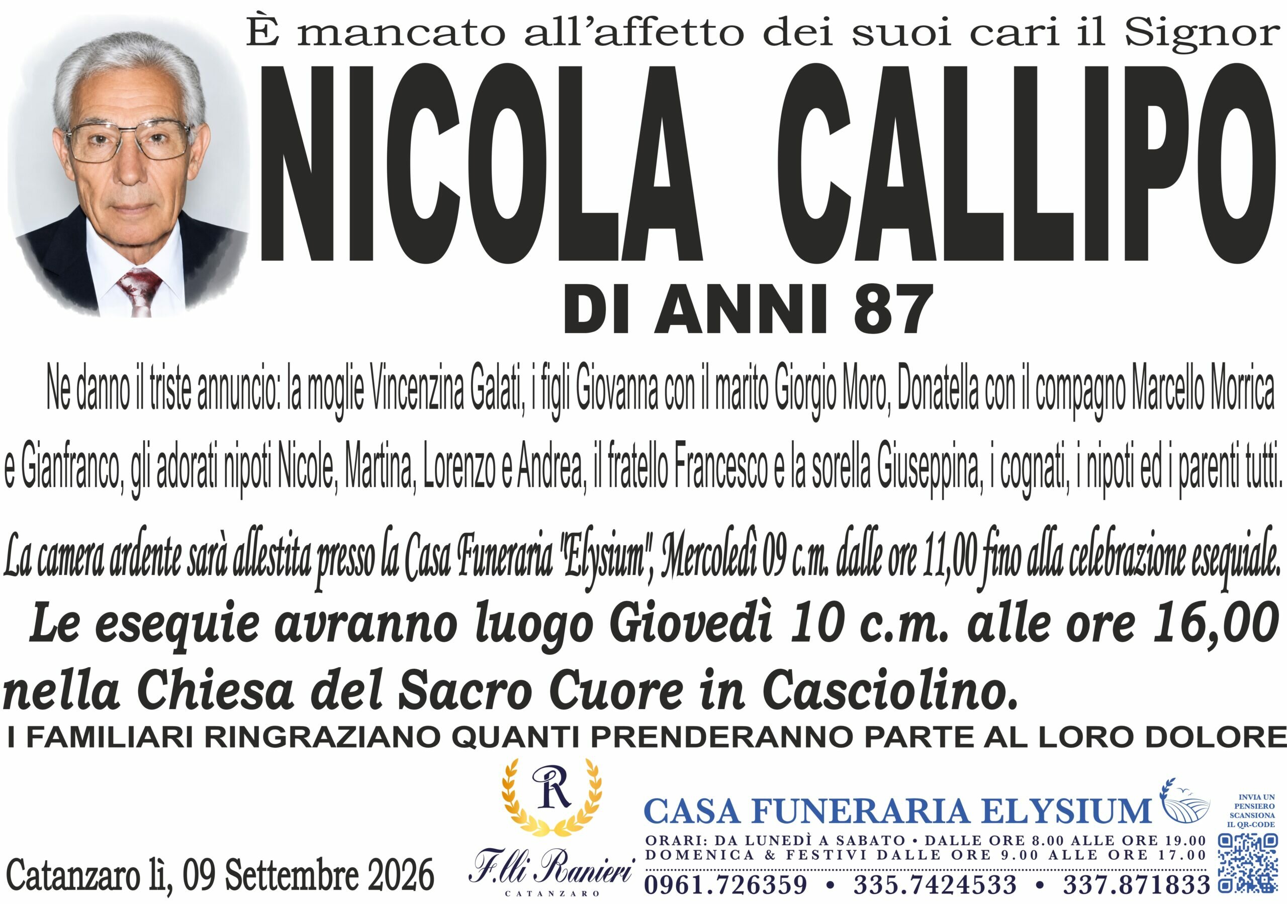 Nicola Callipo non è più con noi Nicola Callipo non è più con noi