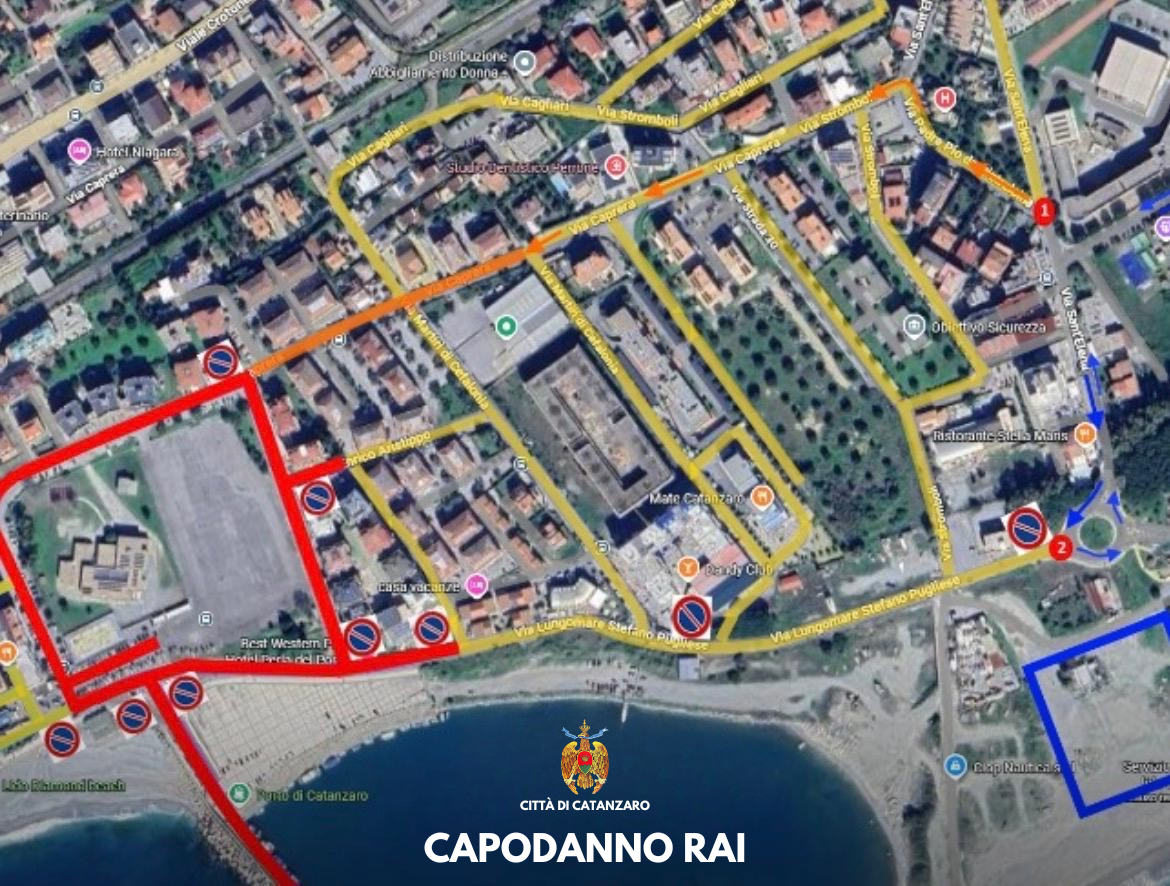 Capodanno RAI 2026 a Catanzaro: piano viabilit&agrave;, zone rosse e traffico limitato per i giorni 30 e 31 dicembre
