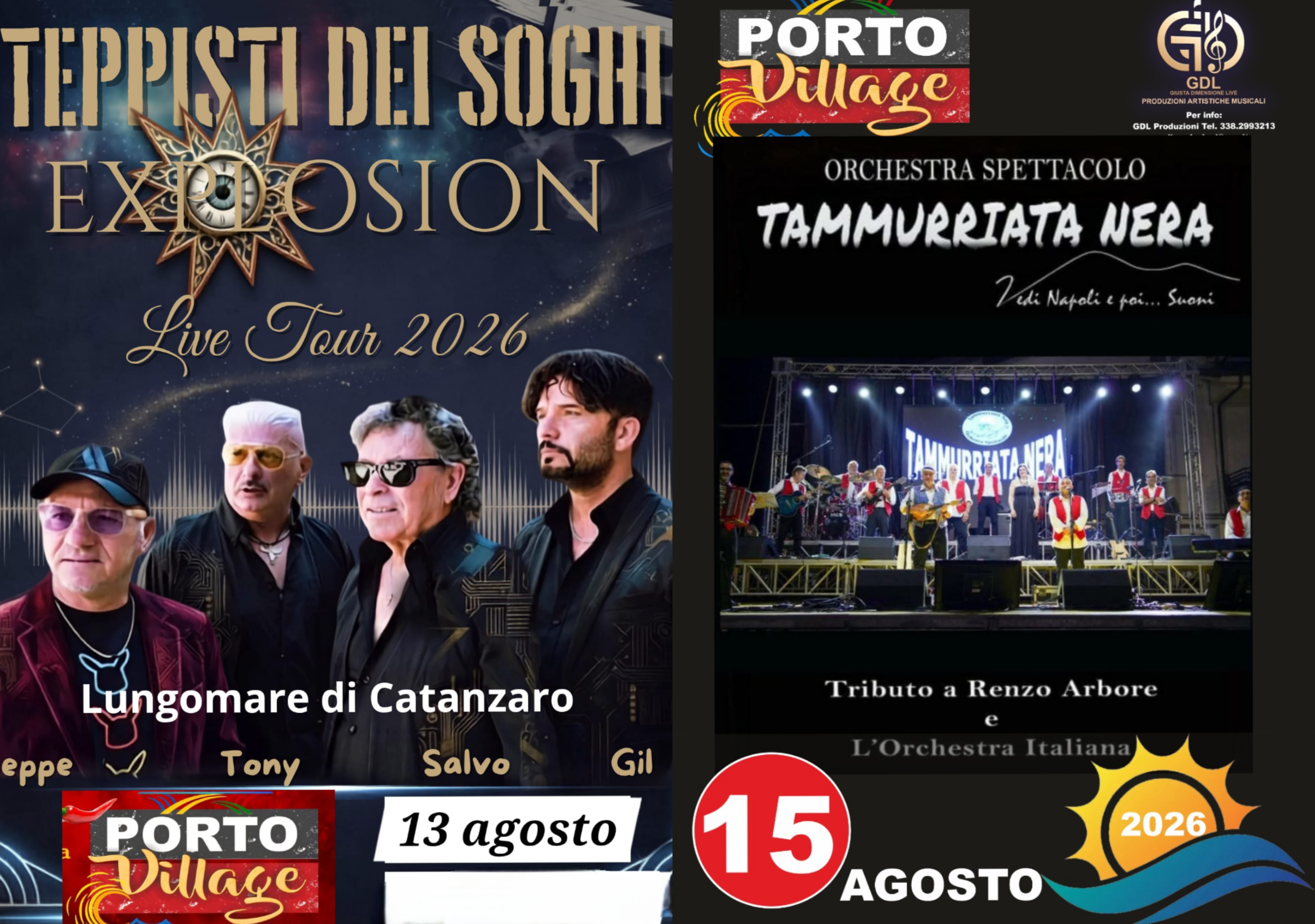 PORTO VILLAGE Spazio alla grande musica dal vivo con i Teppisti dei Sogni e il tributo a Renzo Arbore
