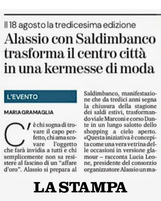 Articolo giornale La Stampa che parla di Saldimbanco ad Alassio