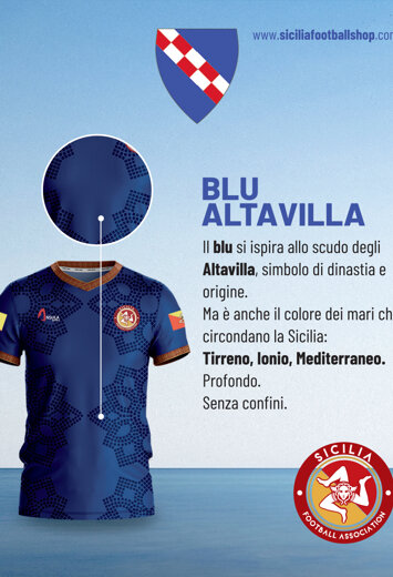 La terza maglia della Nazionale Siciliana utilizza il blu degli Altavilla per il suo design