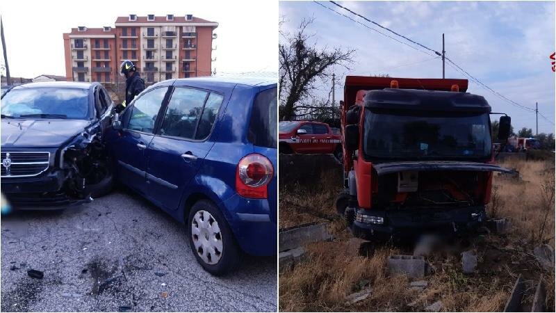 Scontro a Paternò: uno dei feriti estratto dai pompieri Scontro a Paternò: uno dei feriti estratto dai pompieri