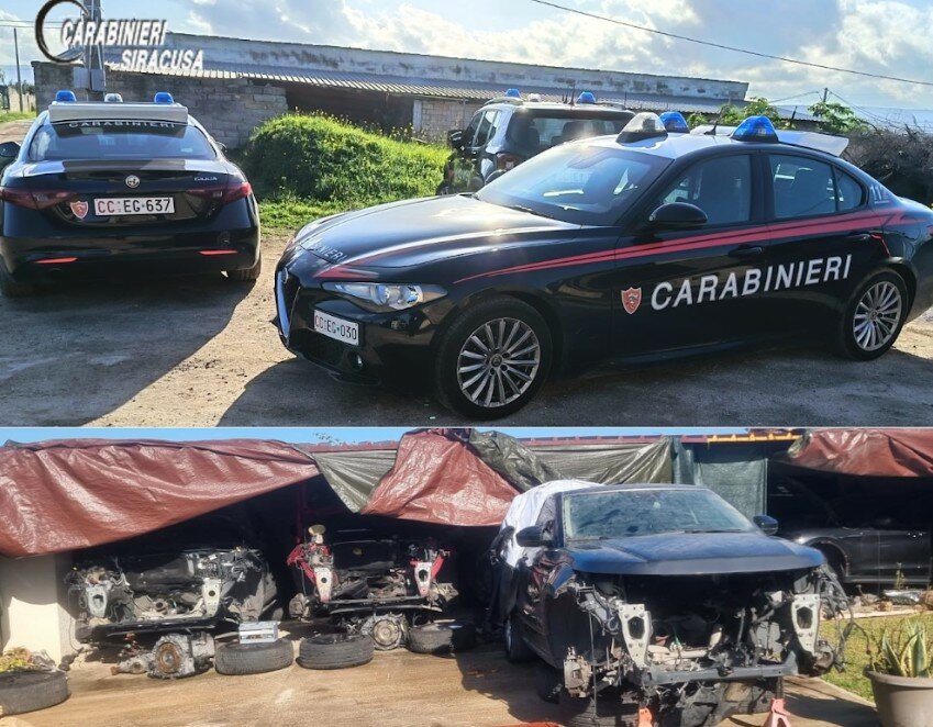 Nel terreno del meccanico le auto rubate a Catania