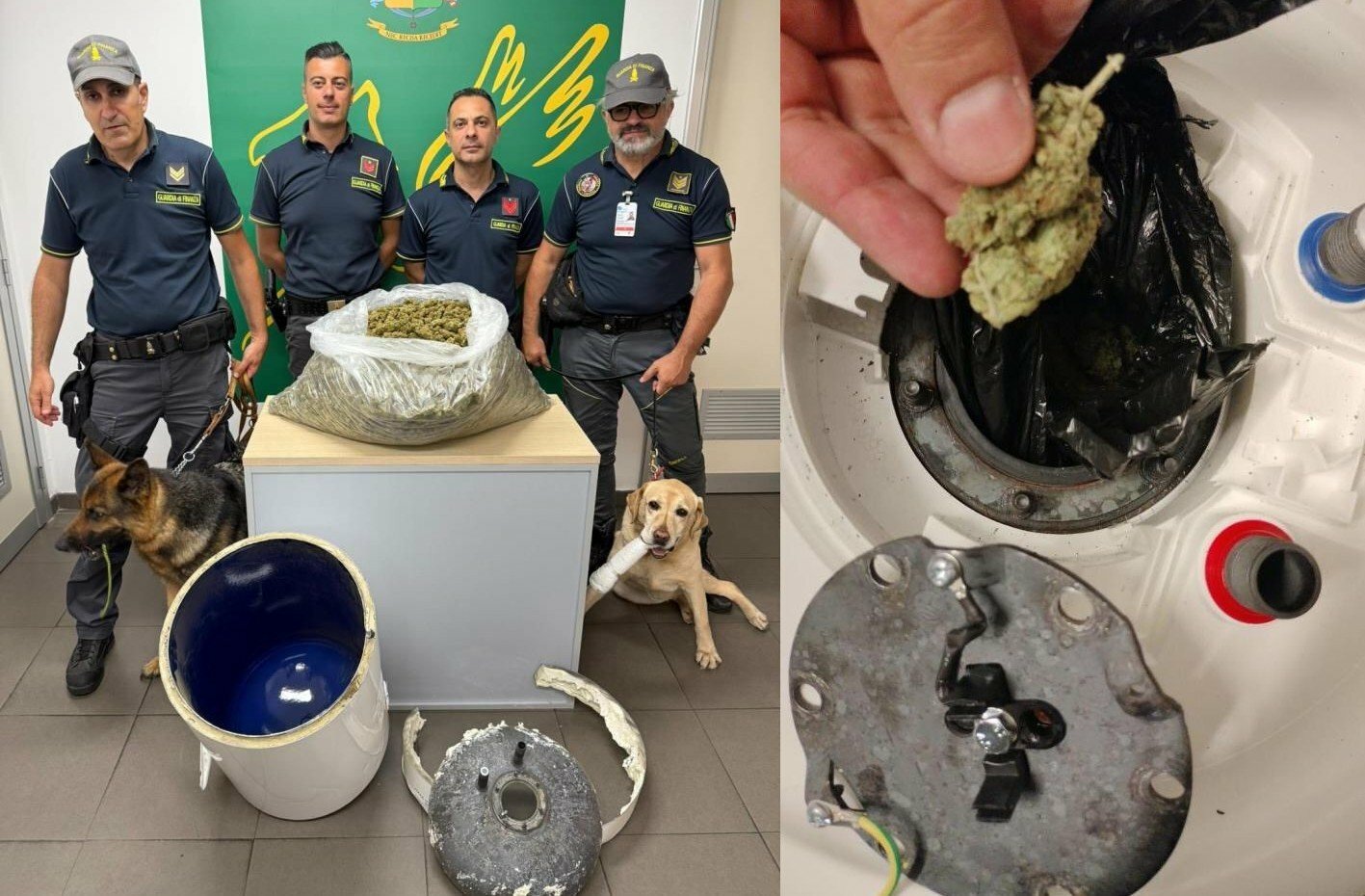 Corriere consegna scaldabagno con la droga