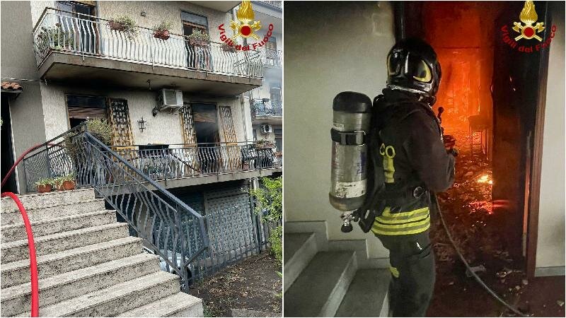 Appartamento distrutto da un incendio nel Catanese