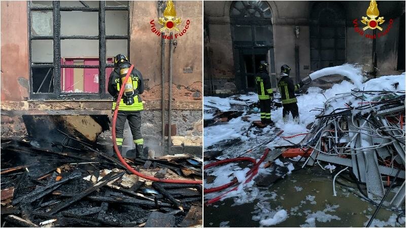 Incendio nell'ex ospedale Vittorio Emanuele