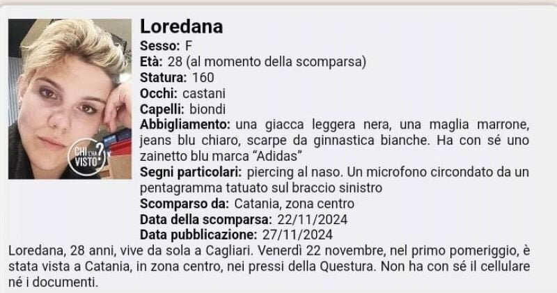 Loredana sparita a Catania