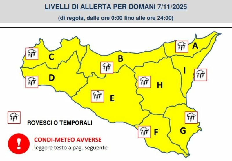 Arriva il maltempo: allerta gialla in Sicilia