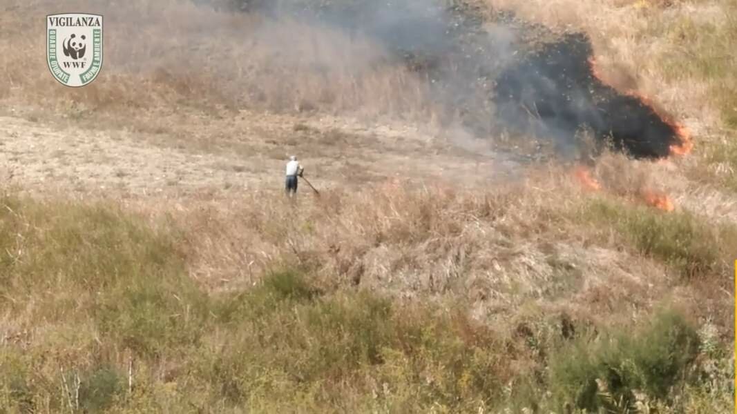 Filmato il piromane col forcone