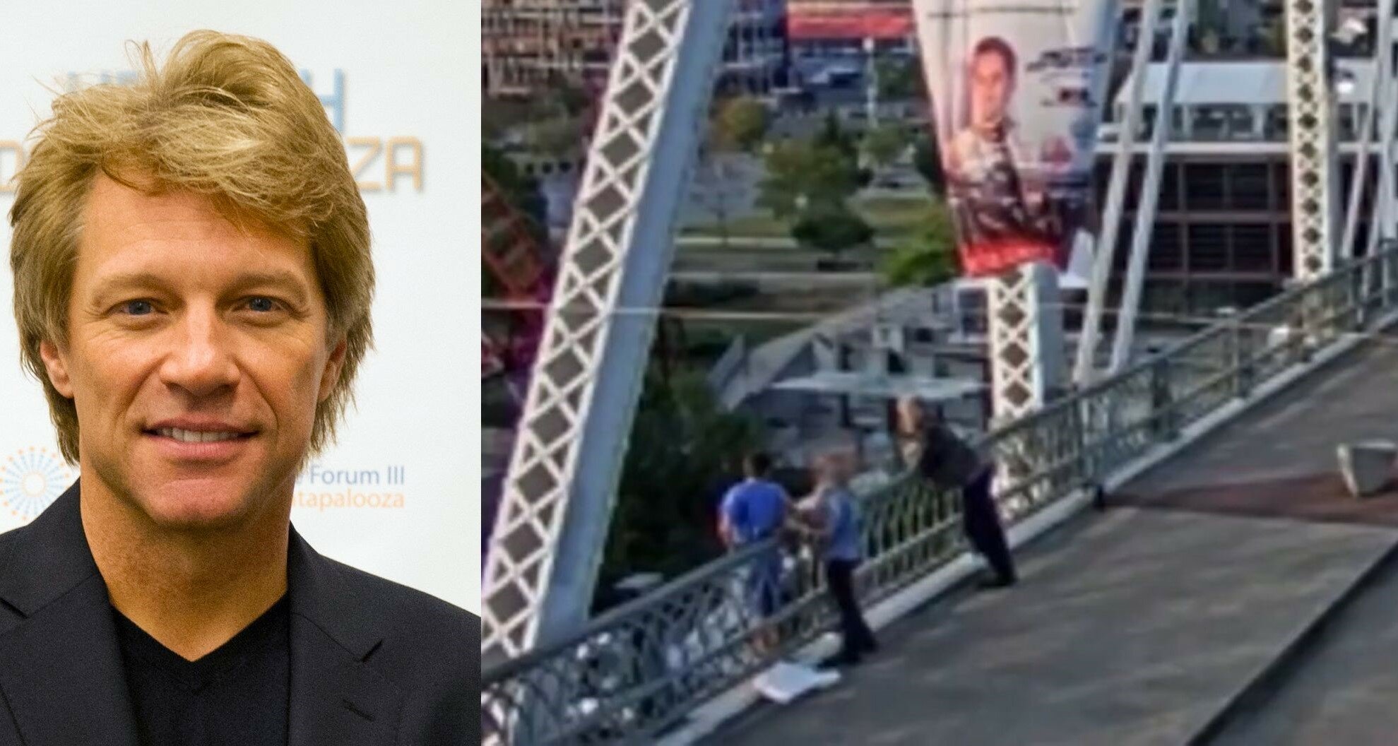 Vuole gettarsi dal ponte, Bon Jovi la salva